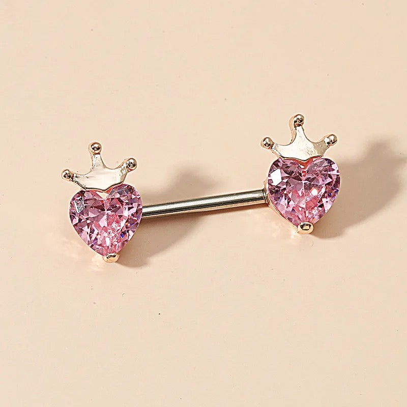 CROWNED HEART NIPPLE RING