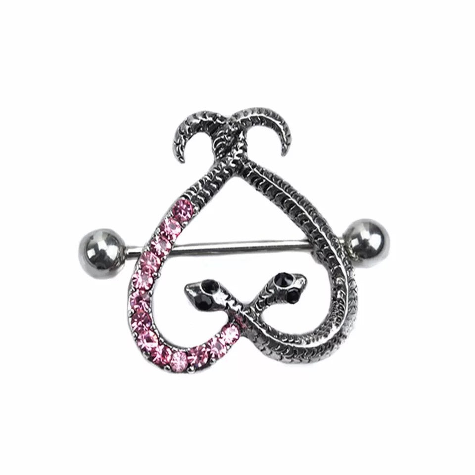 SNAKE HEARTS NIPPLE RINGS