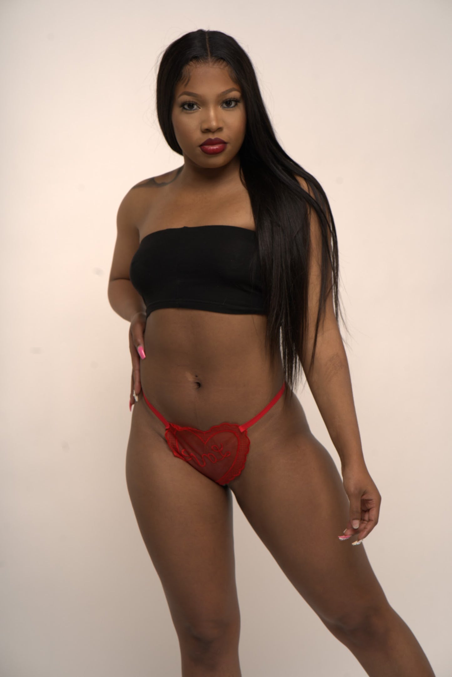 PEARL HEART THONG