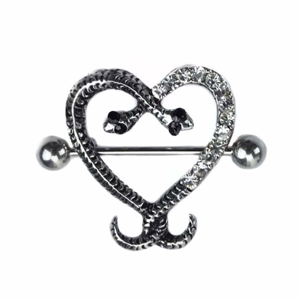 SNAKE HEARTS NIPPLE RINGS